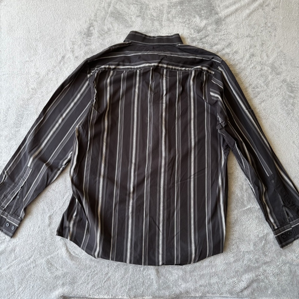 I.N.C International Concepts Shirt Men XL Black Cotton Striped Classic Button-Up - Picture 2 of 9